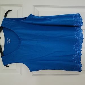 Ladies Sleeveless lace trim T